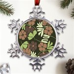 Flowers Leaves Plant Botanical Boho Bohemian Minimalist Nature Metal Large Snowflake Ornament Front