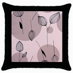 Flowers Pattern Botanical Scrapbook Throw Pillow Case (black) by Grandong