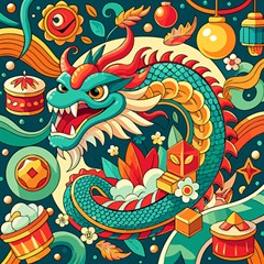 Chinese New Year – Year Of The Dragon Play Mat (square) by Valentinaart