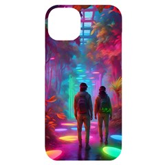 Virtual Reality Neon Jungle Iphone 14 Plus Black Uv Print Case by stine1