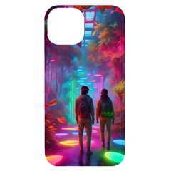 Virtual Reality Neon Jungle Iphone 14 Black Uv Print Case by stine1