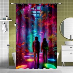 Virtual Reality Neon Jungle Shower Curtain 48  X 72  (small) by stine1