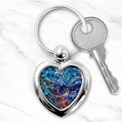 Kaleidoscopic Currents Key Chain (heart) by kaleidomarblingart