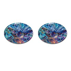 Kaleidoscopic Currents Cufflinks (oval) by kaleidomarblingart