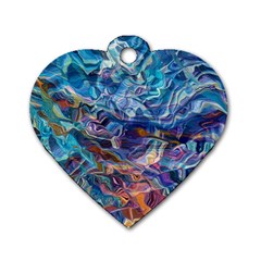 Kaleidoscopic Currents Dog Tag Heart (one Side) by kaleidomarblingart