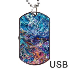 Kaleidoscopic Currents Dog Tag Usb Flash (one Side) by kaleidomarblingart