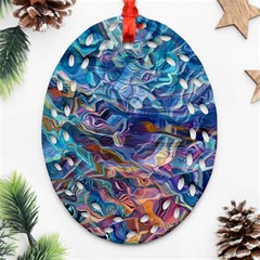 Kaleidoscopic Currents Ornament (oval Filigree) by kaleidomarblingart