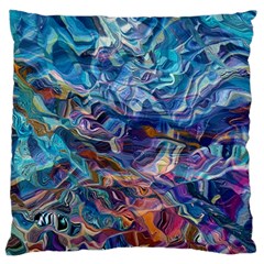 Kaleidoscopic Currents Large Cushion Case (two Sides) by kaleidomarblingart