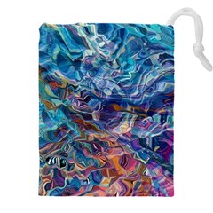 Kaleidoscopic Currents Drawstring Pouch (5xl) by kaleidomarblingart