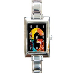 Abstract, Dark Background, Black, Typography,g Rectangle Italian Charm Watch by nateshop