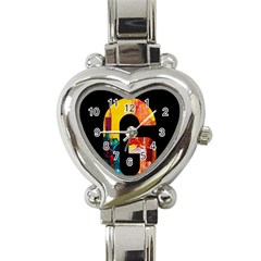 Abstract, Dark Background, Black, Typography,g Heart Italian Charm Watch by nateshop