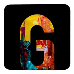 Abstract, Dark Background, Black, Typography,g Square Glass Fridge Magnet (4 Pack)