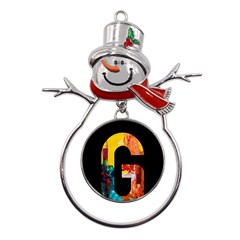 Abstract, Dark Background, Black, Typography,g Metal Snowman Ornament by nateshop