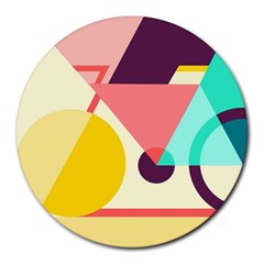 Bicycle, Geometric Figures, Art, Round Mousepad by nateshop