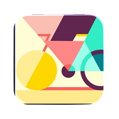 Bicycle, Geometric Figures, Art, Square Metal Box (black)