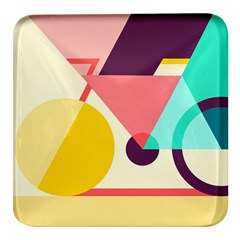 Bicycle, Geometric Figures, Art, Square Glass Fridge Magnet (4 Pack) by nateshop