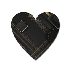 Black Background With Gold Lines Heart Magnet by nateshop