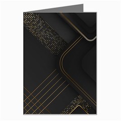 Black Background With Gold Lines Greeting Card by nateshop