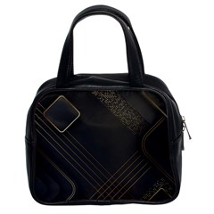 Black Background With Gold Lines Classic Handbag (two Sides) by nateshop