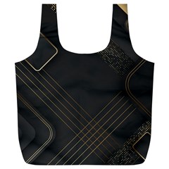 Black Background With Gold Lines Full Print Recycle Bag (xl) by nateshop