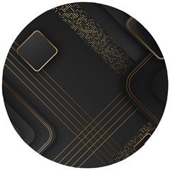 Black Background With Gold Lines Wooden Puzzle Round by nateshop