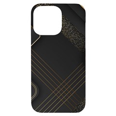 Black Background With Gold Lines Iphone 14 Pro Max Black Uv Print Case by nateshop