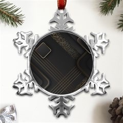 Black Background With Gold Lines Metal Small Snowflake Ornament by nateshop