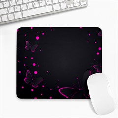 Butterflies, Abstract Design, Pink Black Large Mousepad by nateshop