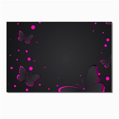 Butterflies, Abstract Design, Pink Black Postcard 4 x 6  (pkg Of 10) by nateshop