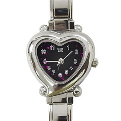 Butterflies, Abstract Design, Pink Black Heart Italian Charm Watch by nateshop