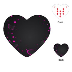 Butterflies, Abstract Design, Pink Black Playing Cards Single Design (heart) by nateshop