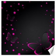 Butterflies, Abstract Design, Pink Black Canvas 16  X 16  by nateshop