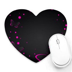 Butterflies, Abstract Design, Pink Black Heart Mousepad by nateshop