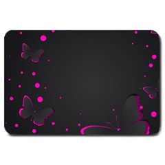 Butterflies, Abstract Design, Pink Black Large Doormat by nateshop