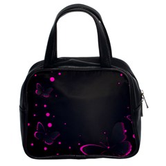 Butterflies, Abstract Design, Pink Black Classic Handbag (two Sides) by nateshop