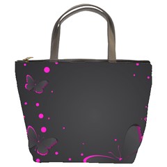 Butterflies, Abstract Design, Pink Black Bucket Bag by nateshop