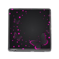 Butterflies, Abstract Design, Pink Black Memory Card Reader (square 5 Slot)