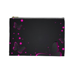 Butterflies, Abstract Design, Pink Black Cosmetic Bag (large) by nateshop