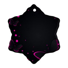 Butterflies, Abstract Design, Pink Black Snowflake Ornament (two Sides) by nateshop