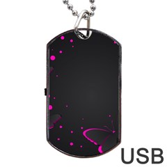 Butterflies, Abstract Design, Pink Black Dog Tag Usb Flash (two Sides) by nateshop