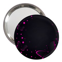 Butterflies, Abstract Design, Pink Black 3  Handbag Mirrors by nateshop