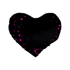 Butterflies, Abstract Design, Pink Black Standard 16  Premium Flano Heart Shape Cushions by nateshop