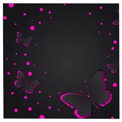 Butterflies, Abstract Design, Pink Black Wooden Puzzle Square by nateshop