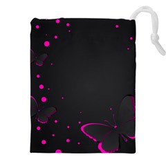 Butterflies, Abstract Design, Pink Black Drawstring Pouch (5xl) by nateshop