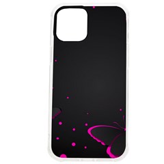 Butterflies, Abstract Design, Pink Black Iphone 12 Pro Max Tpu Uv Print Case by nateshop