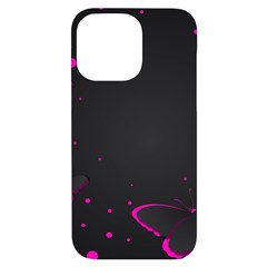 Butterflies, Abstract Design, Pink Black Iphone 14 Pro Max Black Uv Print Case by nateshop