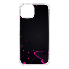 Butterflies, Abstract Design, Pink Black Iphone 14 Tpu Uv Print Case by nateshop