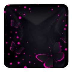 Butterflies, Abstract Design, Pink Black Square Glass Fridge Magnet (4 Pack) by nateshop