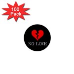 No Love, Broken, Emotional, Heart, Hope 1  Mini Magnets (100 pack)  Front