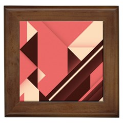 Retro Abstract Background, Brown-pink Geometric Background Framed Tile by nateshop